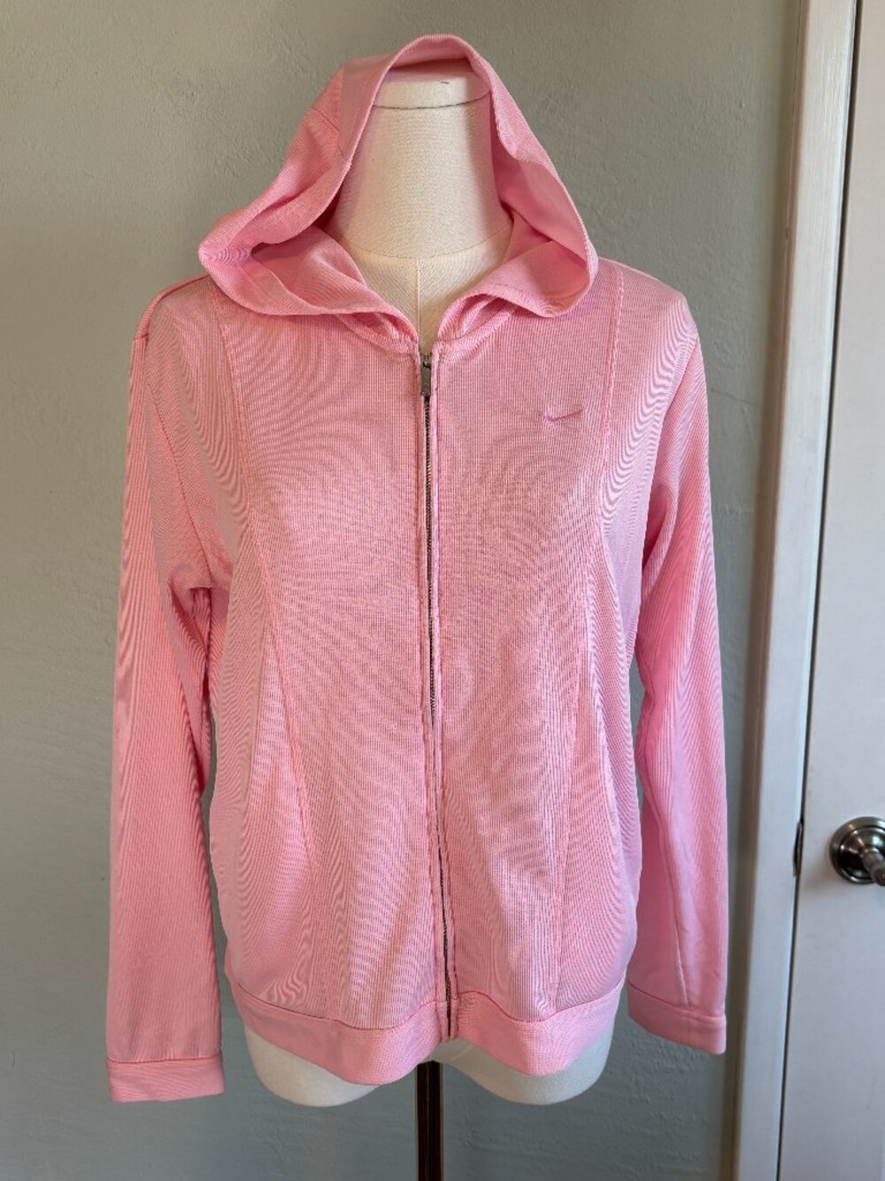 Bundle 2/$30! Nike Dri-FIT Pink Hoodie M Ribbed Track Jacket Pocket